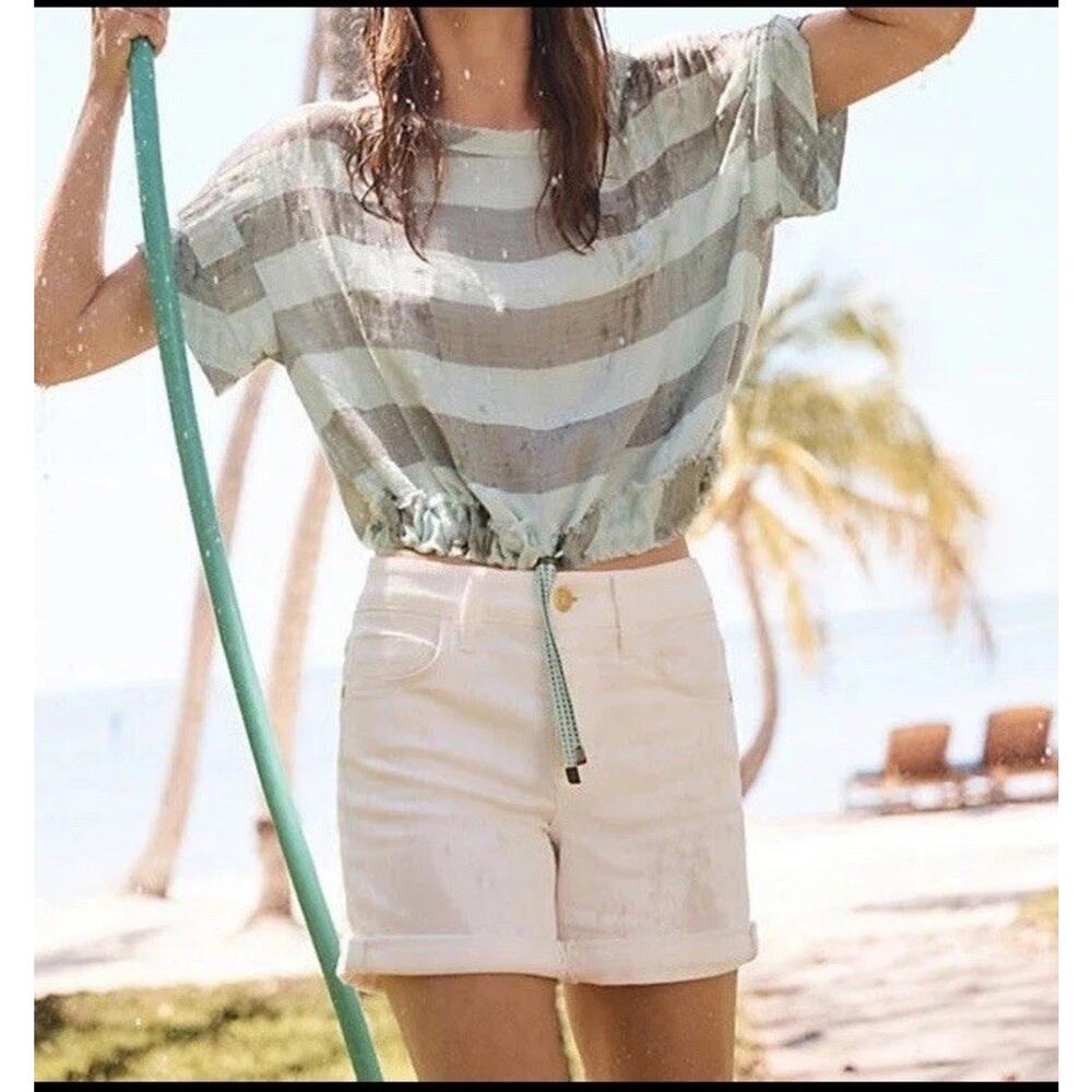 Anthropologie Akemi + Kin Breezy Drawstring oversized crop Tee (M) $78 Retail